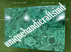 Marble Malachite Table Top Stones Random Work Semi Precious Stone Handmade Work / Malachite Kitchen Counter Unique Handicrafts IND