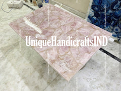 Rose Quartz Kitchen Slab Dining Table Top Office Desk Dine Hallway Furniture Countertop Confernce Meeting Housewarming Decors Unique Handicrafts IND