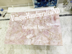 Rose Quartz Kitchen Slab Dining Table Top Office Desk Dine Hallway Furniture Countertop Confernce Meeting Housewarming Decors Unique Handicrafts IND