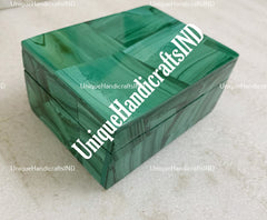 Malachite Marble Jewellery Box, Trinket Box, Unique Gift For Her, Handcrafted Jewel Box, Multi Use Box, Dust Absorber, Air Purifier Unique Handicrafts IND