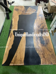 Epoxy Table, dining, sofa, center table top Live Edge Walnut Table ,Custom Order, Epoxy Resin River Table, Natural Wood Furniture Unique Handicrafts IND