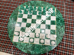 Christmas Gifts Malachite Marble Chess Board, Marble Handmade Malachite Chess Table Top Home Decor Gifts For Him Unique Handicrafts IND