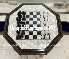 Christmas Gifts Marble Chess Set game table with pieces / Mother of pearls Chess Game Table Top / Best Gifts for Son Birthday / Inlay Art Unique Handicrafts IND