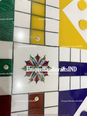 Christmas Gifts Marble Ludo Board Game , Indoor Playing Game Board, Dice and Game Pieces cutout Game Set stone Ludo coins fathers day gift Unique Handicrafts IND