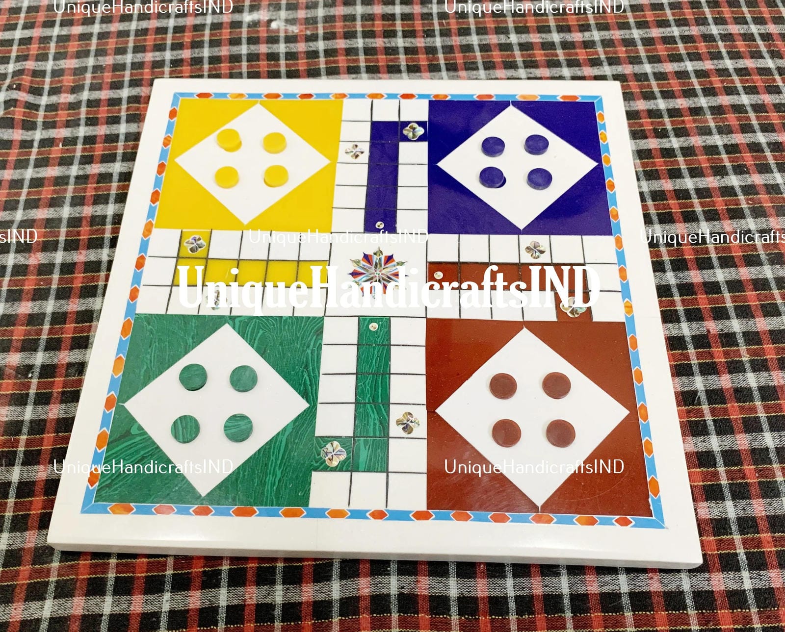 Christmas Gifts Marble Ludo Board Game , Indoor Playing Game Board, Dice and Game Pieces cutout Game Set stone Ludo coins fathers day gift Unique Handicrafts IND
