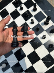 Gift For Him / Black Marble Chess Board Game Best Personalized Gift For Fathers day Unique Handicrafts IND