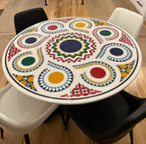 Kitchen & Dining Room Table Top Natural White Marble Table With Carnelian Semi Precious Stone Inlay Mosaic Art Handmade Furniture Decor Unique Handicrafts IND