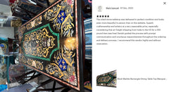 Black Marble Rectangle Dining Table Top Marquetry Design Pietra Dura Inlay Art Housewarming Decor Unique Handicrafts IND