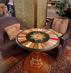 Living Room Coffee Table With Black Marble & Semi Precious Mosaic Inlay Floral Art Handmade Home Decor Furniture Unique Handicrafts IND