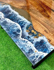 Modern Epoxy Table - Epoxy and Wood Table - Custom Coffee Table, Dining Table, Handmade Resin Furniture, Live Edge Wood, Luxury Home Decor Unique Handicrafts IND