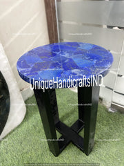 Coffee Table, marble coffee table/ Lapis Lazuli Round Table Top, Dining Table, Custom Made Unique Handicrafts IND