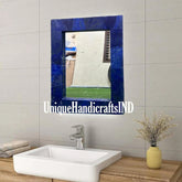Mirror Blue Lapis Lazuli stone, exclusive Marble Stone mirrors Frames for living room decor, bathroom decor,kitchen decor Luxury Mirror Unique Handicrafts IND