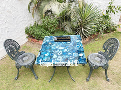 Buy Luxury Blue Agate Coffee Table In Square Shape You Can Use As a Garden Table, Office Table, Centre Table, Patio Table Mid Century Arts Unique Handicrafts IND