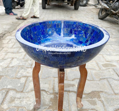 Powder Room Blue Lapis Sink, Bathroom Vassal, Kitchen Sink, Bathroom Countertops Sink, Travertine Marble Sink For Kitchen & Bathroom Decor Unique Handicrafts IND