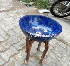 Powder Room Blue Lapis Sink, Bathroom Vassal, Kitchen Sink, Bathroom Countertops Sink, Travertine Marble Sink For Kitchen & Bathroom Decor Unique Handicrafts IND