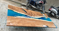 Unique Blue Epoxy Resin Dining Table, Epoxy Counter Top,Resin Coffee Table, Handmade Wooden Furniture, Personalized Room Decor, Gift for dad Unique Handicrafts IND