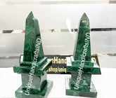 Home Decor Green Malachite Obelisk Set, Beautiful Malachite Crystal Tower, Healing Crystal Gift For Her, Gift For Loves One Unique Handicrafts IND