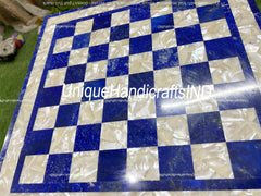 Christmas Gifts Handmade Royal Blue Lapis Lazuli Marble Chess Board Best Gift Chess Lovers Indoor Adults & Housewarming Decor Gifts Unique Handicrafts IND