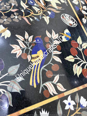 Buy Black Marble Table With Semi Precious Birds & Floral Pietradura Inlay Art Mid Century Modern Kitchen and dining Furniture Unique Handicrafts IND