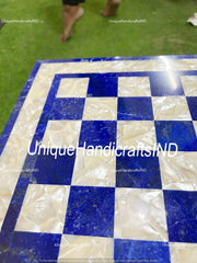 Christmas Gifts Handmade Royal Blue Lapis Lazuli Marble Chess Board Best Gift Chess Lovers Indoor Adults & Housewarming Decor Gifts Unique Handicrafts IND
