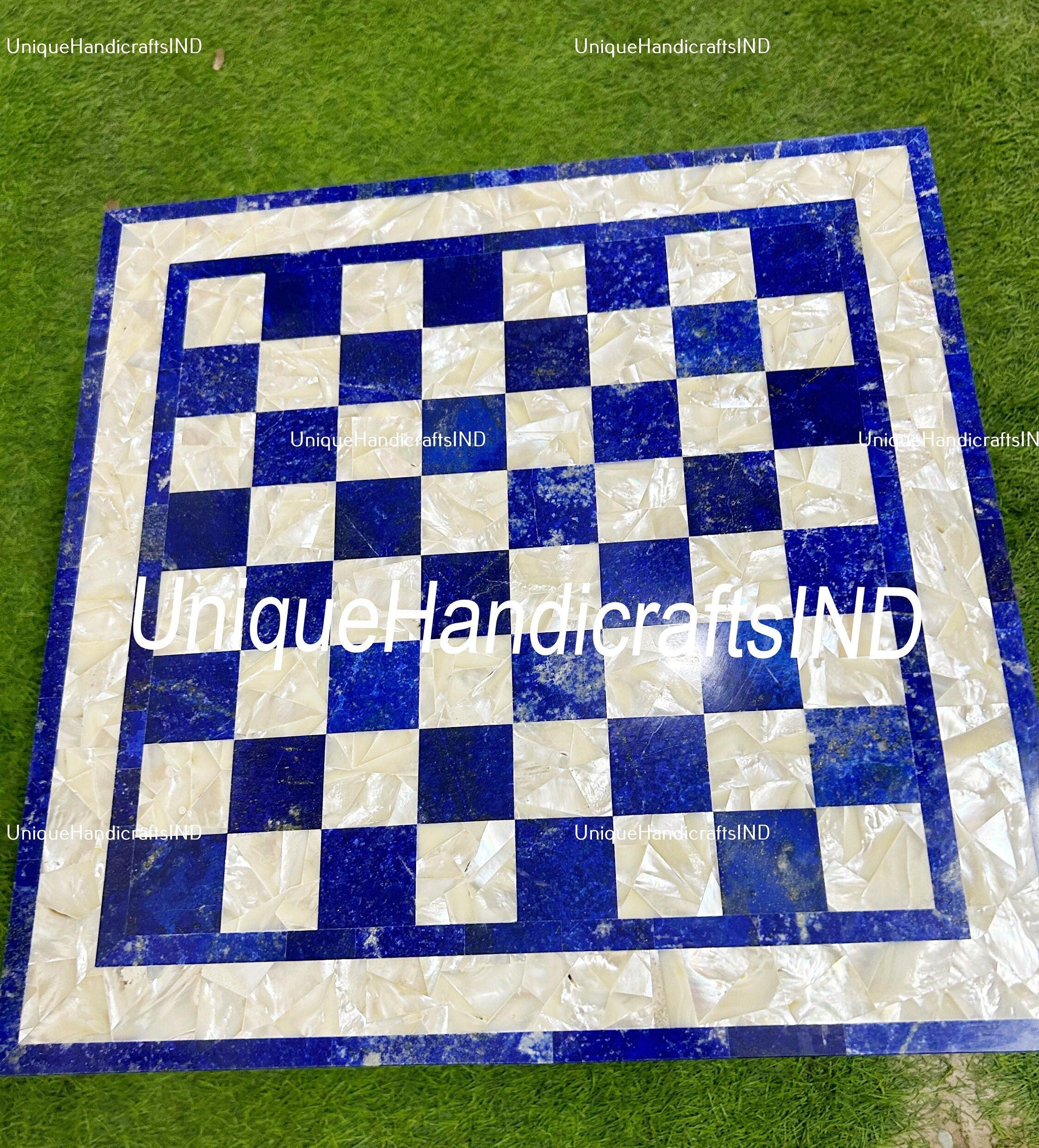Christmas Gifts Handmade Royal Blue Lapis Lazuli Marble Chess Board Best Gift Chess Lovers Indoor Adults & Housewarming Decor Gifts Unique Handicrafts IND