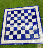 Christmas Gifts Handmade Royal Blue Lapis Lazuli Marble Chess Board Best Gift Chess Lovers Indoor Adults & Housewarming Decor Gifts Unique Handicrafts IND