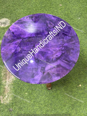 Stunning Round Amethyst Stone Center Sofa Coffee Table Crystal Healing Gemstone Modern Arts Furniture Living Room Decors Unique Handicrafts IND