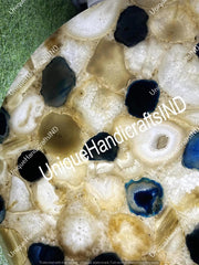 Crystal Quartz Round Center Table Top, Agate Table Light, Geode Stone Coffee Table Top Interior Gift Her Unique Handicrafts IND