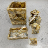 Natural Wild Agate Bathroom Set, Bathroom Accessories Set of Agate, Luxury bathroom Decor, Soap Dispenser Set, Tissue Box, Tray Unique Handicrafts IND