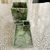 Purple & Green Aventurine Stone Bathroom Set of 3 pcs / Bathroom Accessories / Bathroom decor /bathroom Set Ruby-in-Zoisite and Purple Agate Unique Handicrafts IND