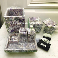Amethyst Luxury Bathroom Set, Bathroom Accessories , Bathroom Decor, Washroom Decor ,Agate Bathroom Set ,stone Bathroom Set , Home Décor ! Unique Handicrafts IND