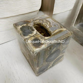Agate Tissue Box, Bathroom Tissue Box, Napkin Holder, Handmade Bathroom Home Decor Accessories Unique Handicrafts IND
