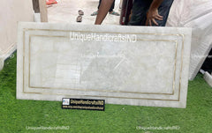 Gorgeous High Quality Quartz Coffee Table/ illuminate Table Top, Agate Counter Slab ,Kitchen & Dining Countertop Slab With Brass Border Unique Handicrafts IND