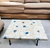 Semi Precious Stone Table/ Mid Century Modern Quartz Countertop Table, Natural Agate Dining Table Top, Agate Coffee And Console Table Unique Handicrafts IND