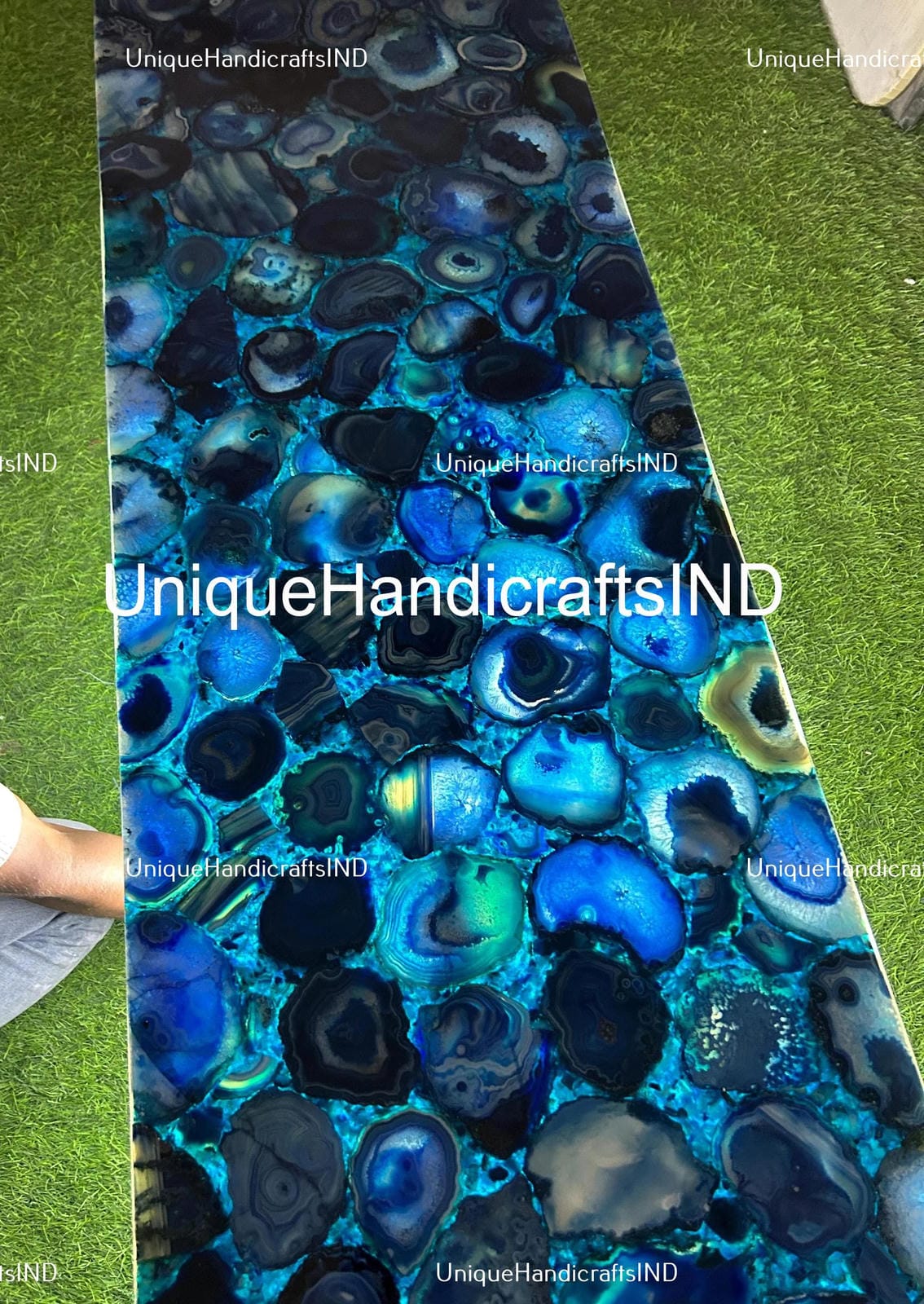 Buy Blue Agate Vanity Slab, Agate Counter Slab, Agate Bar Counter Table Top, Kitchen Counter Slab Decor, Handmade Decor Unique Handicrafts IND