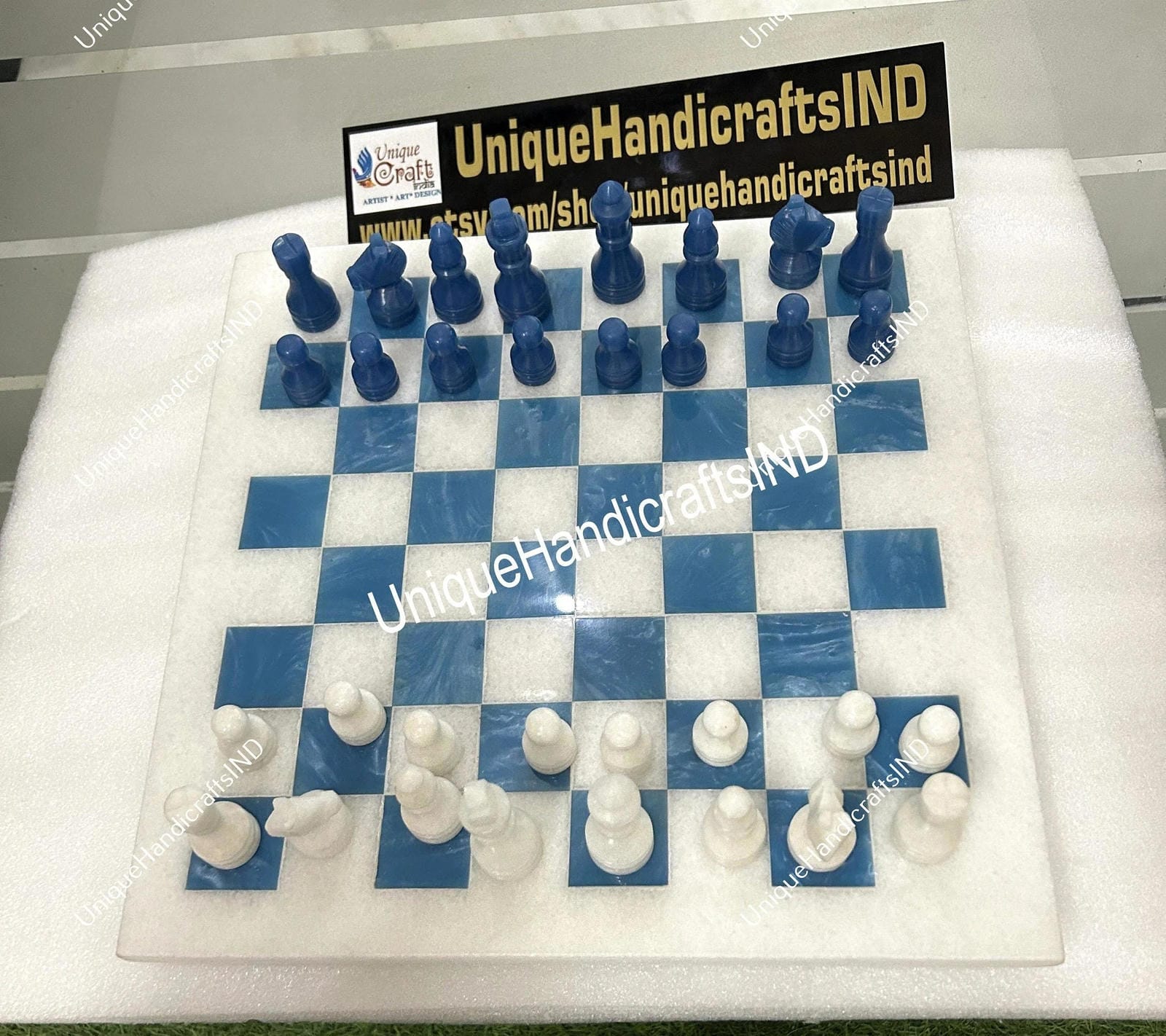 Christmas Gifts Beautiful Marble Chess Set With Turquoise Inlay Mosaic Art ,Marble Chess Pieces Best Thanksgiving Gift, Fiancé Gift Decor Unique Handicrafts IND