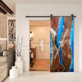 Wall-Mounted Sliding Barn Door, Handmade Ocean Blue Epoxy Resin Door, Barn Door ,Epoxy Barn Door ,Live Edge Resin Door, Custom Hanging Door Unique Handicrafts IND