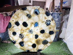 Crystal Quartz Round Center Table Top, Agate Table Light, Geode Stone Coffee Table Top Interior Gift Her Unique Handicrafts IND