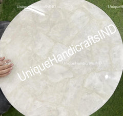 elegant table Illuminate White quartz Round Center Table Top, Natural Quartz Table Top Unique Mid Century Furniture Unique Handicrafts IND