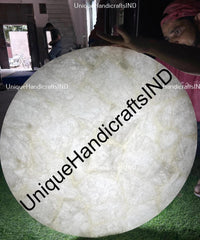 elegant table Illuminate White quartz Round Center Table Top, Natural Quartz Table Top Unique Mid Century Furniture Unique Handicrafts IND