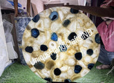 Crystal Quartz Round Center Table Top, Agate Table Light, Geode Stone Coffee Table Top Interior Gift Her Unique Handicrafts IND