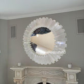 Modern wall mirror, Selenite Mirror wall decor, Round mirror, Bathroom mirror, frame mirror, Living room mirror, ( Can be customized ) Unique Handicrafts IND