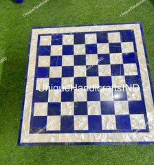Christmas Gifts Custom Luxury Chess Set With Chess Pieces, Square Marble White Chess Lazuli Lazuli Inlay Art for Living Room Decor Unique Handicrafts IND