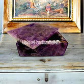 Buy Purple Amethyst Gemstone Jewelry Box | Large real Stone box | Memories | Healing | Rare find | fur family | Ashes |rest in peace Unique Handicrafts IND
