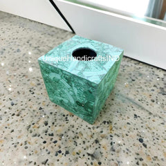 Malachite Stone Tissue Box / Bathroom Napkin tissue Box Accessories Handmade Home Decor Unique Handicrafts IND