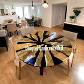 Round Epoxy Resin Table Top, Black Epoxy Center Table, Epoxy Resin River Table, Natural Wooden Epoxy Table Handmade Living Room Furniture Unique Handicrafts IND