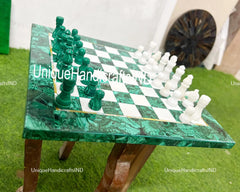Christmas Gifts Buy Green Malachite Marble Chess Set With Chess pieces , Marble Handmade Malachite Chess Table Top For Home And Gifts Unique Handicrafts IND