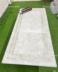 Custom Quartz Countertops, Quartz Table top ,  Quartz Stone Kitchen Countertops, Stone Kitchen Island Bar, Brass work around the border Unique Handicrafts IND