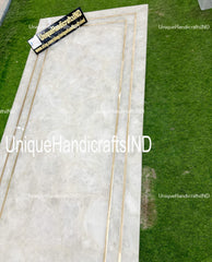 Custom Quartz Countertops, Quartz Table top ,  Quartz Stone Kitchen Countertops, Stone Kitchen Island Bar, Brass work around the border Unique Handicrafts IND