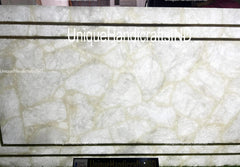 Gorgeous High Quality Quartz Coffee Table/ illuminate Table Top, Agate Counter Slab ,Kitchen & Dining Countertop Slab With Brass Border Unique Handicrafts IND